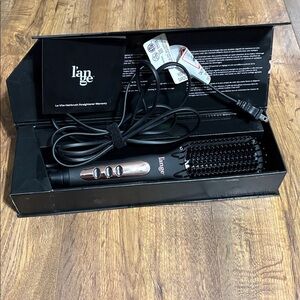 Lange Black Heated Straightening Paddle Brush with Rose Gold Accents